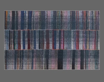 Handmade 1960s Minimalist Turkish Kilim 178×290 cm (5.8×9.5 ft) | Vintage Goat Hair Rug | 60+ Years Old