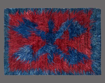 Shaggy Vintage Turkish Tulu Rug: Bohemian Wool Beni Ourain Style (4'2"x5'9")