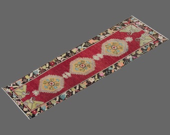 Runner Rug", Turkish Rug, Antique Rug, 2.6 x 9.2 feet, Oushak Rug, Vintage Rug, Oriental Rug, Handmade Rug, Hallway Rug", Kitchen Rug