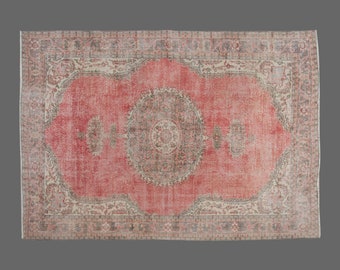 Vintage Rug, Area Rug, Turkish Rug, 6'9 x 10'8 feet, Oushak Rug, Antique Rug, Oriental Rug, Handmade Rug, Decorative Rug, Large Rug,Old Rug