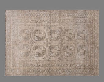 Vintage Turkish Oushak Rug 127x185cm | Antique Anatolian Wool Boho Carpet