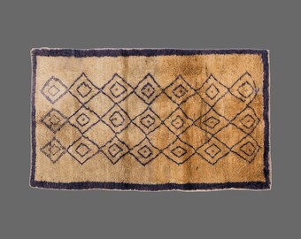 3x5 Shaggy Vintage Turkish Handmade Tulu rug, Bohemian Wool Rug, Karapınar Rug, Flokati Rug