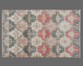 Vintage Turkish Oushak Rug: Handwoven Wool Area Rug, 4.5 x 7.1 ft