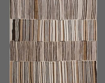 Authentic Minimalist Vintage Kilim Rug 300×310 cm (9.8×10.2 ft) | Turkish 60+ Year Old Area Rug