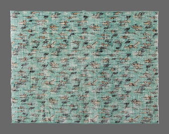 Vintage Turkish Oushak Rug 6.11 x 9.4: Hand Woven Wool Area Rug