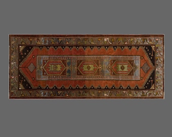 Antique Turkish Runner – 60+ YO Handwoven Wool Rug, Naturally Dyed, Muted Colors, Perfect for Hallways and Designer Interiors, 130x300 cm