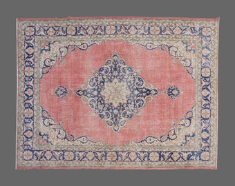 Vintage Rug, Area Rug, Turkish Rug, 7'7 x 10'6 feet, Oushak Rug, Antique Rug, Oriental Rug, Handmade Rug, Decorative Rug, Large Rug,Old Rug