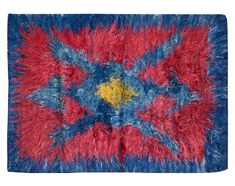 4x6 Shaggy vintage Turkish Handmade Tulu rug,Bohemian Wool Beni Ourain Rug,Flokati Rug