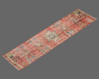 Runner Rug", Turkish Rug, Antique Rug, 2.2 x 9.5 feet, Oushak Rug, Vintage Rug, Oriental Rug, Handmade Rug, Hallway Rug", Kitchen Rug