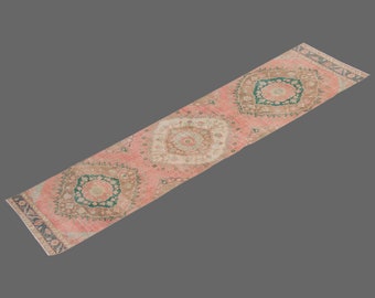 Turkish Rug", Antique Rug, Muted Rug, 2'9 x 12'4 feet, Oushak Rug, Vintage Rug, Oriental Rug, Runner Rug, Hallway Rug, Kitchen Rug,Floor Rug