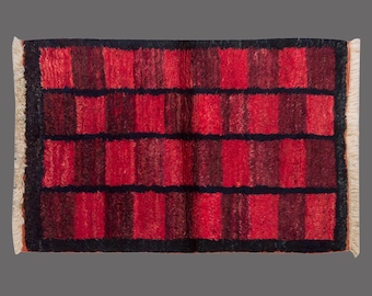 Shaggy Vintage Turkish Tulu Rug: Bohemian Wool Beni Ourain Style (3x5 ft