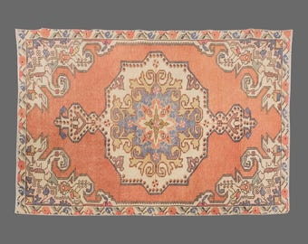 Sunset Crest of Anatolia, Vintage Turkish Rug, 4 x 7 ft Rug, Vintage Rug