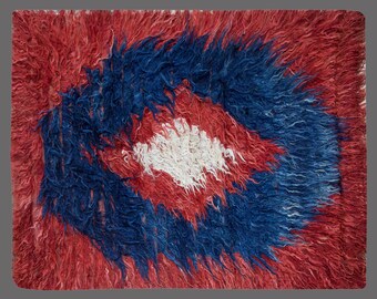 Handmade Wool Shaggy Rug: Bohemian Beni Ourain Style, 4x6 Vintage Turkish
