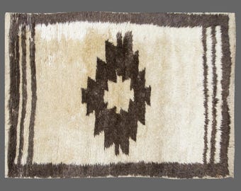 4x6  Shaggy vintage Turkish Handmade Tulu rug,Bohemian Wool Beni Ourain Rug,Flokati rug