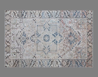 One of a Kind Turkish Rug 6'11" x 10'8" (212x325 cm), 60+ Years Old Oushak Rug, Handmade Antique Wool Rug, Vintage Area Rug
