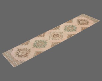 2'9 X 13 feet Vintage Rug Runner,Floor Oushak Rug,Hallway Turkish Rug Runner,Oushak Rugs,long runner, narrow long runner,Oushak Long Runner
