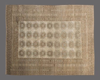 Vintage Oushak Turkish Rug 8x9: Handwoven Wool Area Rug