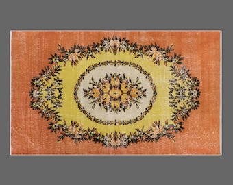 Vintage Turkish Oushak Rug | Handwoven Wool Area Rug, 3.7 x 6.4 ft