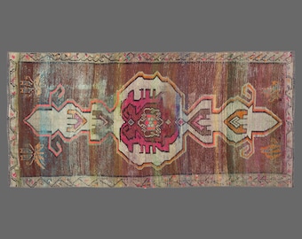 Bohemian Burst of Kars, Vintage Turkish Rug, 5 x 11 ft, Tribal Runner Rug
