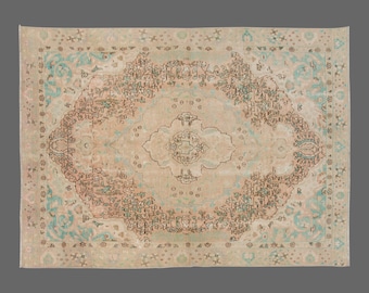 Vintage Rug, Area Rug, Turkish Rug, 7'9 x 10'7 feet, Oushak Rug, Antique Rug, Oriental Rug, Handmade Rug, Decorative Rug, Large Rug,Old Rug