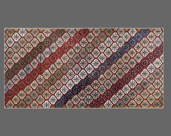 Handwoven Vintage Oushak Rug | Bohemian Turkish Area Rug (3.9 x 7.9 ft.)