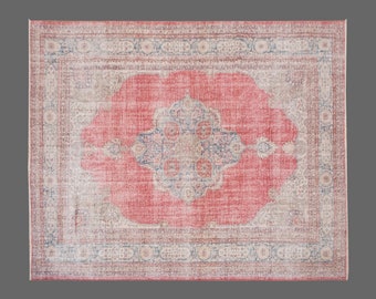 Turkish Rug, Vintage Rug, 10'9 x 13'3 feet, Oushak Rug, Antique Rug, Oriental Rug, Handmade Rug, Decorative Rug, Muted Rug, Old Rug,Area Rug