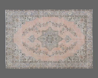 Vintage Rug, Area Rug, Turkish Rug, 6'6 x 9'8 feet, Oushak Rug, Antique Rug, Oriental Rug, Handmade Rug, Decorative Rug, Large Rug,Old Rug