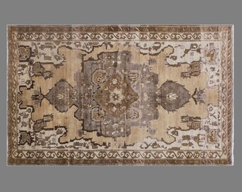 Handmade Turkish Rug 192x307 cm (6'4" x 10'1"), Vintage Oushak Wool, 60+ Years Old Home Decor Piece