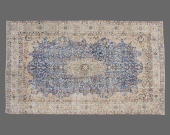 6x10 Vintage Turkish Rug, Area Rug, Handwoven Wool Carpet, Large Boho Area Rug, Soft Texture, 6x10 Carpet