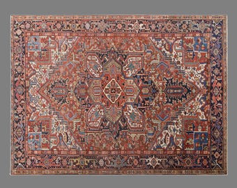 Large Rug, 240 x 330 cm (7.9 x 10.8 ft), Area Rug, Turkish Rug, Vintage Rug, Oversized Rug, Oushak Rug, Antique Rug, Old Rug, 60+ Years