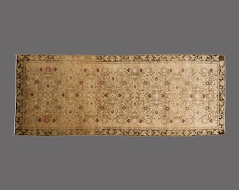 Vintage Turkish Runner Rug: 5x14 Handwoven Wool Hallway Carpet