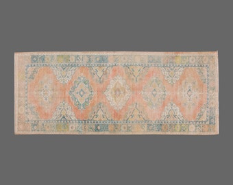 Turkish Rug, Area" Rug, Vintage Rug, 4'6 x 12'8 feet, Anatolian Rug, Antique Rug, Oriental Rug, Handmade Rug, Decorative Rug, Muted Rug