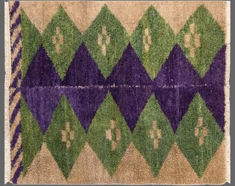 Small Nomadic Turkish Tulu Rug 100x138 cm / 3.28x4.53 ft – Handwoven Wool, Vintage Boho & Traditional Design