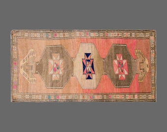 Vintage Turkish Rug, 5x11 Rug, Handwoven Wool Runner, Long Hallway Carpet,  Vintage Runner, 5x11 Carpet