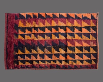 Shaggy Turkish Tulu Rug: Bohemian Wool Beni Ourain Style, 4x6 Vintage