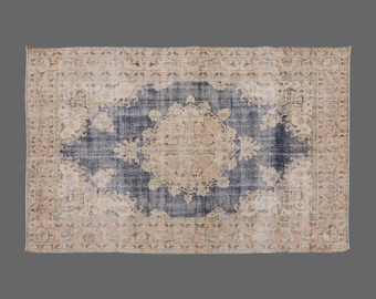 Turkish Rug, Vintage Rug, 7 x 10'2 feet, Oushak Rug, Antique Rug, Oriental Rug, Handmade Rug, Decorative Rug, Muted Rug, Old Rug,Area Rug