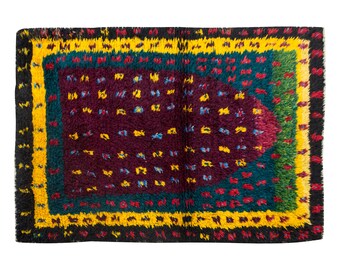 3x5 Shaggy vintage Turkish Handmade Tulu rug,Bohemian Wool Beni Ourain Rug,Flokati rug
