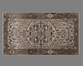 Antique Oushak Rug, 116x205 cm (3.8x6.7 ft), Vintage Turkish Rug, Handmade Area Rug, One of a Kind Old Rug
