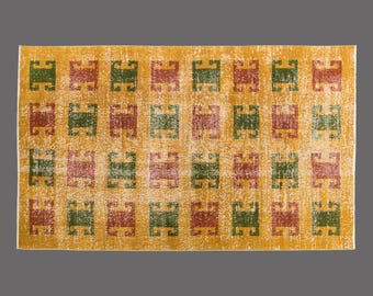 Harvest Echoes of Oushak, Vintage Turkish Rug, 4 x 7 ft Rug, Vintage Rug