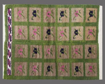 Vintage Turkish Wool Shaggy Rug: Bohemian Beni Ourain Style, 3'8"x5'