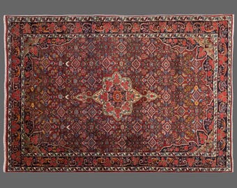 Vintage Turkish Oushak Rug 4'6" x 6'9" | 137x206 cm, Handwoven Wool Rug, 80+ Years Old, Boho Nomadic Design, Muted Colors, Decorative Rug