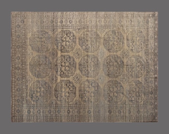255 x 300 cm 8.4 x 10 ft Rug, Vintage Turkish Wool Rug, Handwoven Anatolian Carpet, 60 Years Old Oversized Geometric Rug, Handmade Rug