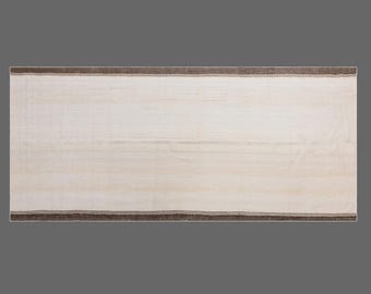 andmade Vintage Turkish Kilim Rug 150x340 cm (4.9x11.2 ft) | Minimalist Wool Rug | 60+ Years Old