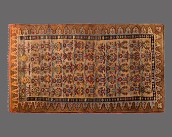 Vintage Turkish Rug 7x12: Handwoven Wool Carpet, Anatolian Design
