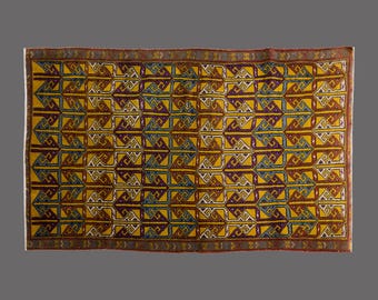 Labyrinth of Isparta, Vintage Turkish Rug, 4 x 6 ft Rug, Vintage Rug