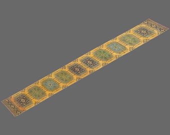 Sunlit Mosaic of Konya, Extra Long Vintage Runner Rug, 2 x 21 ft Rug, Anatolian Hallway Rug