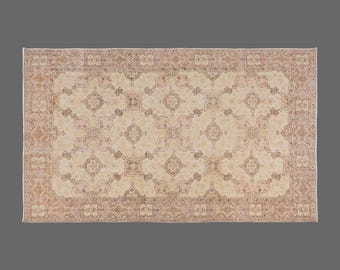 Vintage Isparta Wool Rug 6'7"x9'9" | Handwoven Turkish Rug | Bohemian & Caucasian Design | Natural Wool on Wool | 60+ Year Old Carpet