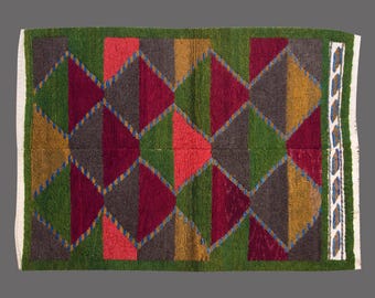 4x5 Moroccan Beni Ourain Rug,Vintage Handmade Wool Tulu Flokati Rug