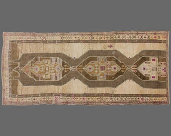 Vintage Turkish Runner Rug: 6x14 Extra Long Handwoven Wool Carpet
