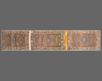 Vintage Turkish Oushak Rug Runner 60x450 cm | Washed & Ready Handmade Wool Runner 2x14.7 ft | Narrow Long Hallway Boho Decorative Carpet